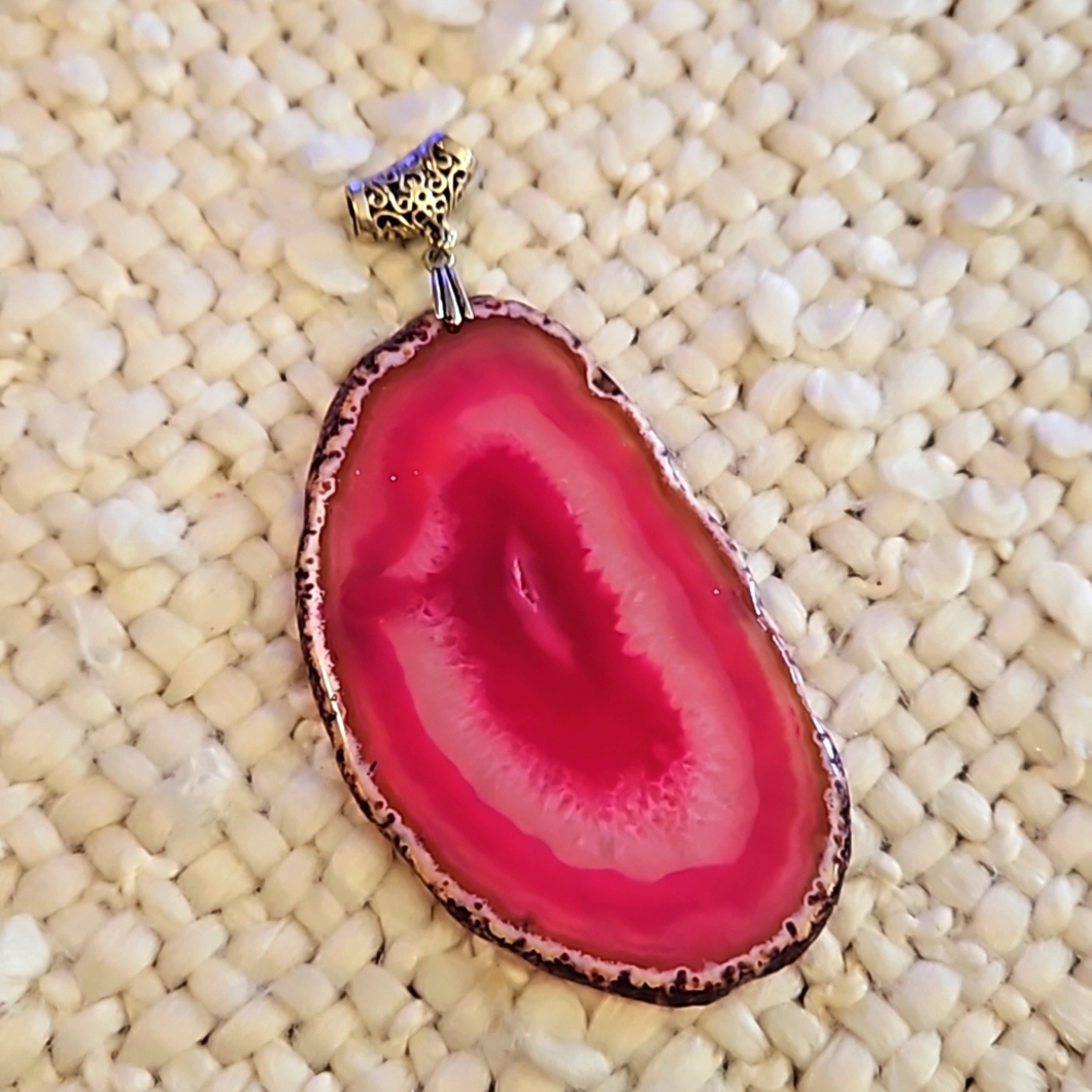 Pink Agate Slice Pendant